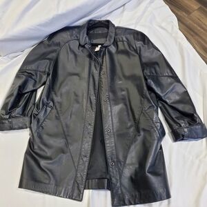 Genuine Leather Black Jacket Padded Shoulder Made In Canada